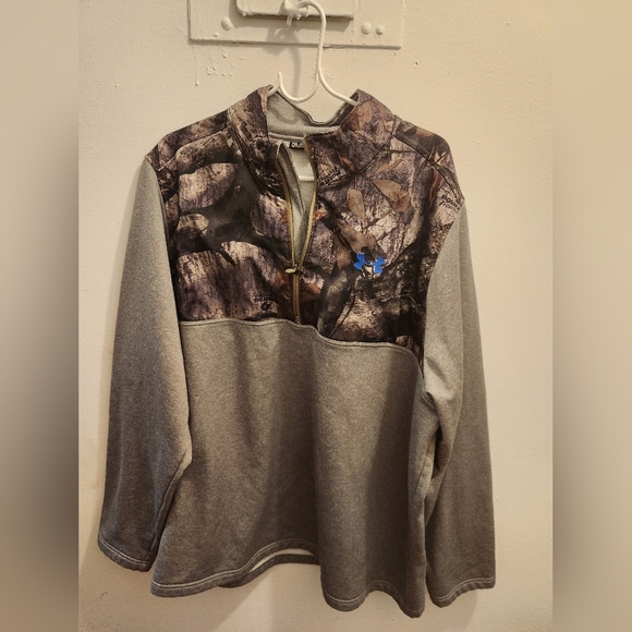 Under Armour Cold Gear Mossy Oak Camo 1/4 Zip Loose Fit Pullover 2XL NWOT - Picture 1 of 10